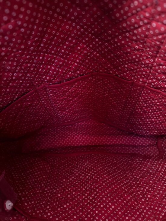 J Peterman Cotton Quilted Patchwork Tote Bag Americana Pinwheel Red Blue Vintage - Picture 8 of 15